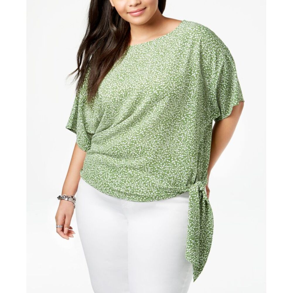 Michael Kors Women's Plus Size Printed Tie-Hem Top